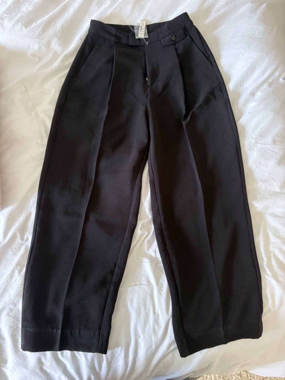 Madewell Black Pleated Wide-Leg Women's Trousers